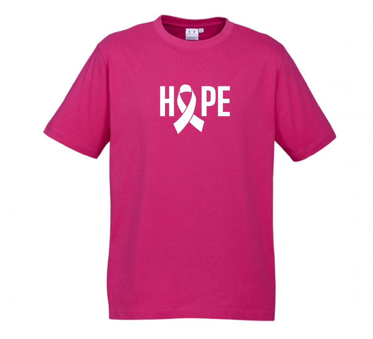 MENS Ice Cotton Hot Pink T-Shirt with Hope Logo in White